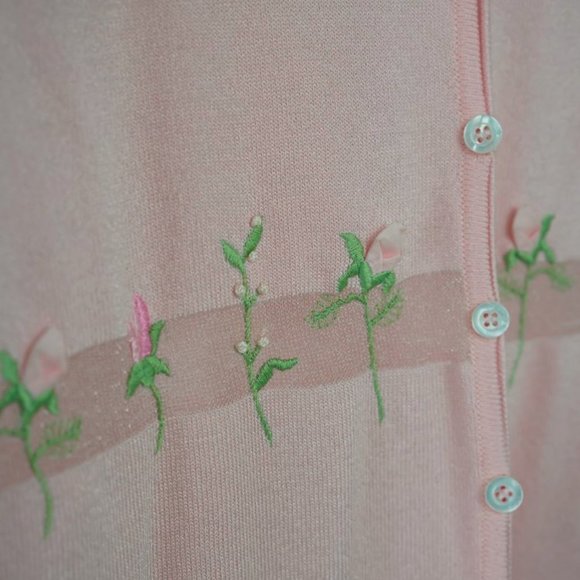 Escada Pink Floral-Embroidered Cardigan - Picture 4 of 6